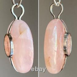 Bertel Gardberg Attributed Sterling Silver Rose Quartz Pendant Rionore 1971 MCM