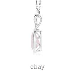 Bezel-Set Rose Quartz Teardrop Pendant with Diamond in Silver (A, Size- 8x6MM)