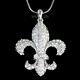 Big Fleur de lis made with Swarovski Crystal Paris France lys Iris Lily Necklace