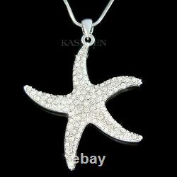 Big STARFISH made with Swarovski Crystal Sea Ocean Star Beach Wedding Necklace