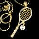 Big Tennis Racket made with Swarovski Crystal Ball Racquet Jewelry Gold Necklace