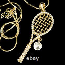Big Tennis Racket made with Swarovski Crystal Ball Racquet Jewelry Gold Necklace