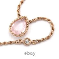 Boucheron Serpent Boheme 18K Rose Gold Pink Quartz Diamond Necklace 37/41/43cm