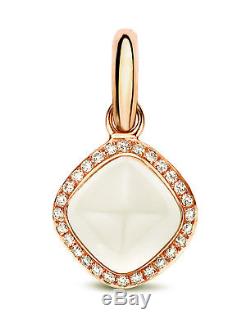 Brand New 18K Rose Gold, White Quartz, Diamond Pendant/Charm w. / Mother-of-Pearl