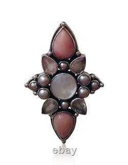 Brand New -echo Of The Dreamer Opal, Pearl Rose Quartz Sterling Pin/pendant