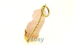 Buddha Vintage Pendant 70s in Rose Quartz and Solid 18K Gold Made in Italy