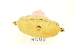 Buddha Vintage Pendant 70s in Rose Quartz and Solid 18K Gold Made in Italy