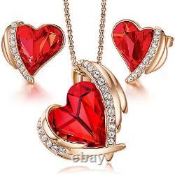 CDE Jewellery Set Gift Women Love Rose Gold Necklace Earnings Swarovski Jewelry