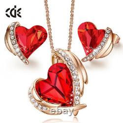 CDE Jewellery Set Gift Women Love Rose Gold Necklace Earnings Swarovski Jewelry