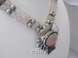 Carol Felley Chain of Rose Quartz & Sterling Silver Beads Sunrise Necklace