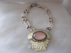 Carol Felley Chain of Rose Quartz & Sterling Silver Beads Sunrise Necklace