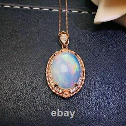 Certified Natural fire Opal Pendant Silver Plated Rose Gold Women Gifts