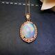 Certified Natural fire Opal Pendant Silver Plated Rose Gold Women Gifts