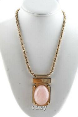 Chloe Gold Tone Rose Quartz Oval Pendant Necklace