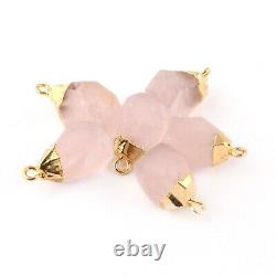 Choose Your Stone Natural Gemstone Chalcedony Gold Plated DIY Charms Connectors