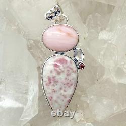 Cinnabar Pendant With Pink Opal, Garnet and Rose Quartz $185