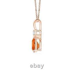 Citrine Teardrop Pendant with Diamond in 14K Rose Gold (AAAA, Size- 7x5MM)