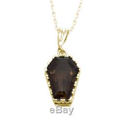 Coffin Pendant 5ct Natural Smokey Quartz Solid 9ct Gold With 18 Chain