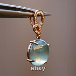 Coming soon Natural AAAAA Prehnite Withdiamonds 18K rose Gold PENDANT KG120