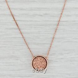 Copper Druzy Quartz Pendant Necklace 14k Rose Gold 16.25 Cable Chain