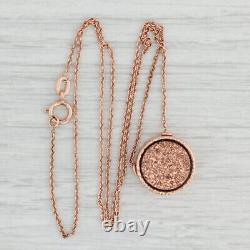 Copper Druzy Quartz Pendant Necklace 14k Rose Gold 16.25 Cable Chain