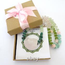 Crystal Gemstone Necklace Heart Chakra Rose Quartz Amazonite Malachite Prehnite