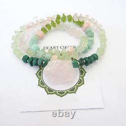 Crystal Gemstone Necklace Heart Chakra Rose Quartz Amazonite Malachite Prehnite