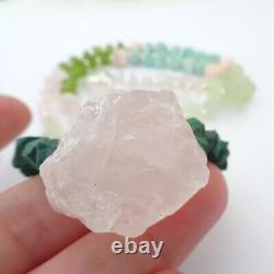 Crystal Gemstone Necklace Heart Chakra Rose Quartz Amazonite Malachite Prehnite