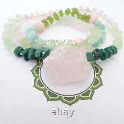 Crystal Gemstone Necklace Heart Chakra Rose Quartz Amazonite Malachite Prehnite