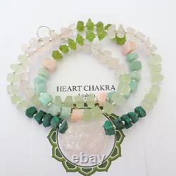 Crystal Gemstone Necklace Heart Chakra Rose Quartz Amazonite Malachite Prehnite