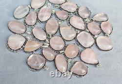 Crystal Pendant. Natural Rose Quartz Pendant Silver Necklace 20 Pcs Pendant Lot