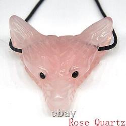 Crystal Wolf Head Pendant Natural Stone Statue for Healing Decoration DIY Craft