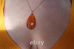 Cultured Citrine (yellow Quartz) on a 925 rose gold-plated silver necklace