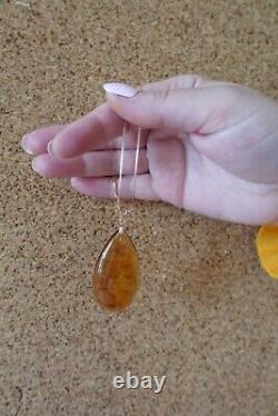 Cultured Citrine (yellow Quartz) on a 925 rose gold-plated silver necklace