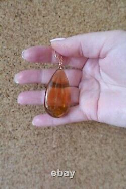 Cultured Citrine (yellow Quartz) on a 925 rose gold-plated silver necklace