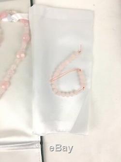 Custom Natural Rose Quartz Necklace Bracelet Earring Pink Flower Quartz Pendant