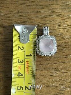 DAVID YURMAN ALBION 11mm FACETED ROSE QUARTZ & DIAMONDS 925 PENDANT