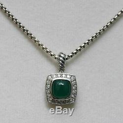 DAVID YURMAN NEW Petite Albion 7mm Green Onyx Diamond Sterling Silver Necklace