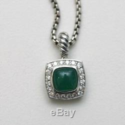 DAVID YURMAN NEW Petite Albion 7mm Green Onyx Diamond Sterling Silver Necklace