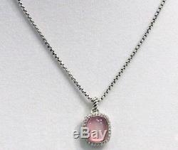 DAVID YURMAN NEW Sterling Silver Noblesse 12x10mm Rose Quartz Diamond Necklace