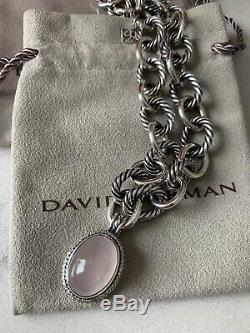 DAVID YURMAN Pink Signature Oval Collection Rose Quartz & Diamond Pendant