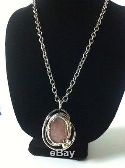 Danish Sterling Silver And Rose Quartz 31 Necklace/Pendant