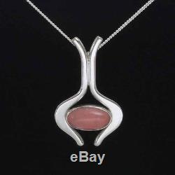Danish silver pendant made by N. E. From and set with Rose Quartz