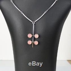 Danish silver pendant/necklace made by N. E. From and set with 4 Rosequartz