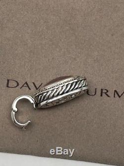 David Yurman. 925 Sterling Silver Elongated Diamond Albion Pendant Rose Quartz