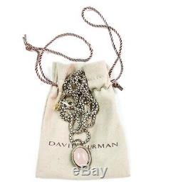 David Yurman Rose Quartz & Diamond Sterling Silver Oval Cerise Pendant Necklace