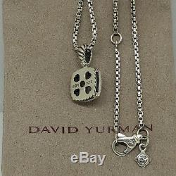 David Yurman Sterling Silver Petite Albion Rose Quartz Diamond Pendant & Chain