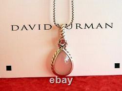 David Yurman Sterling Silver Rose Quartz Enhancer Pendant Necklace 16/17 Adj