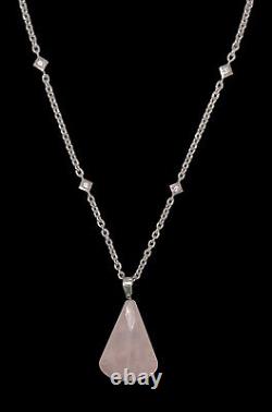 Deb Guyot Sterling Silver Rose Quartz Necklace Enhancer/Pendant