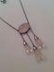 Delightful Edwardian Sterling Silver & Rose Quartz Negligee Pendant Necklet